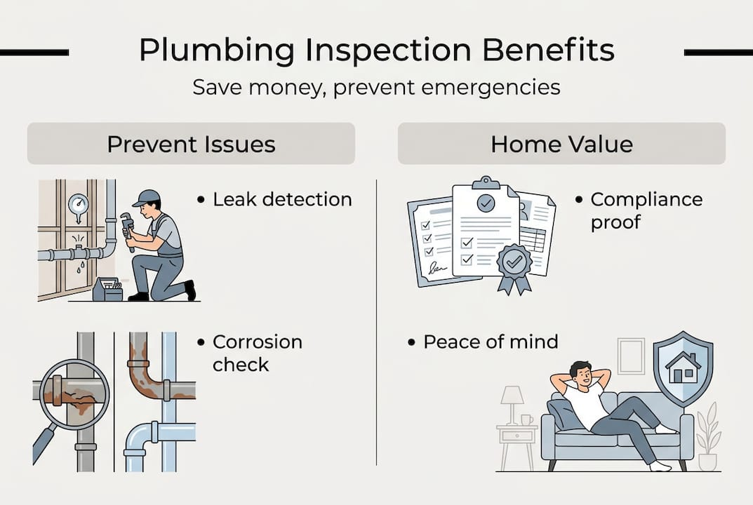 Infographic showing plumbing inspection advantages