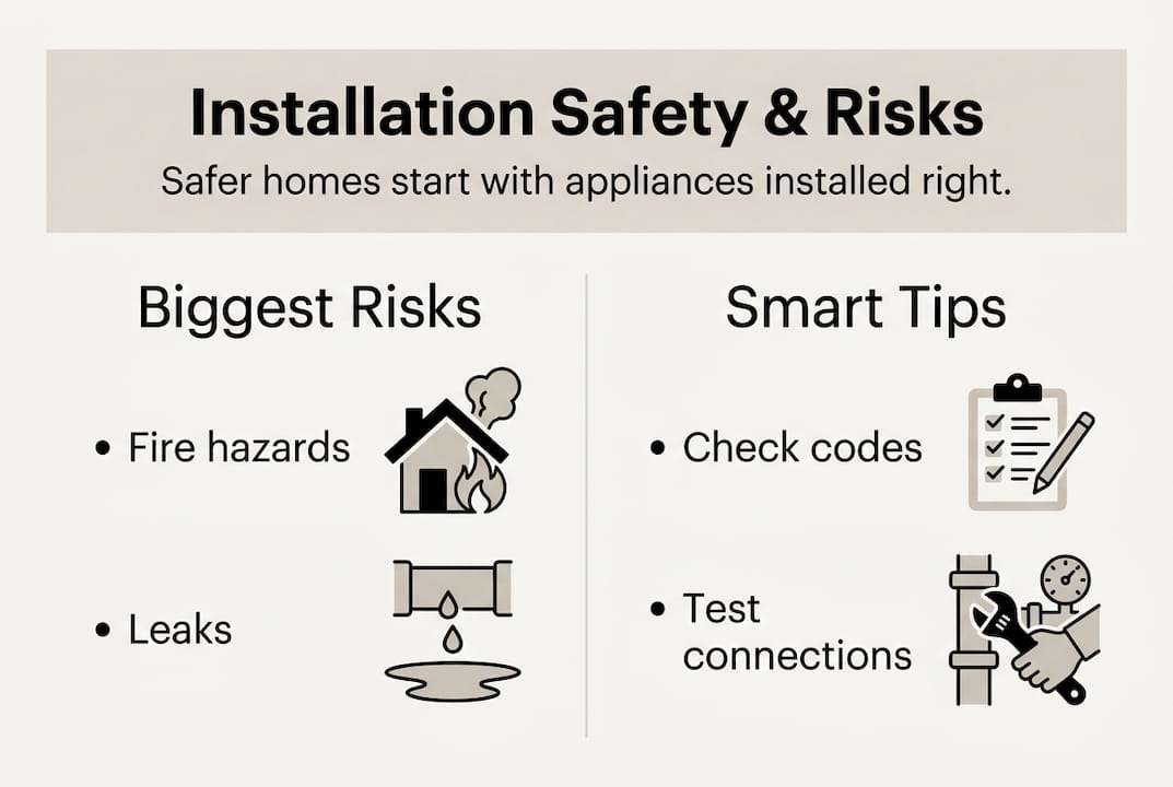 Infographic highlighting appliance installation risks and tips