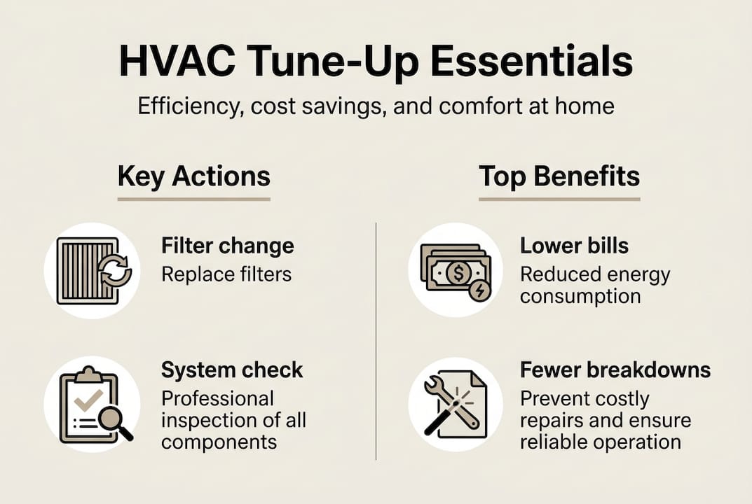 Infographic shows HVAC tune-up actions and benefits