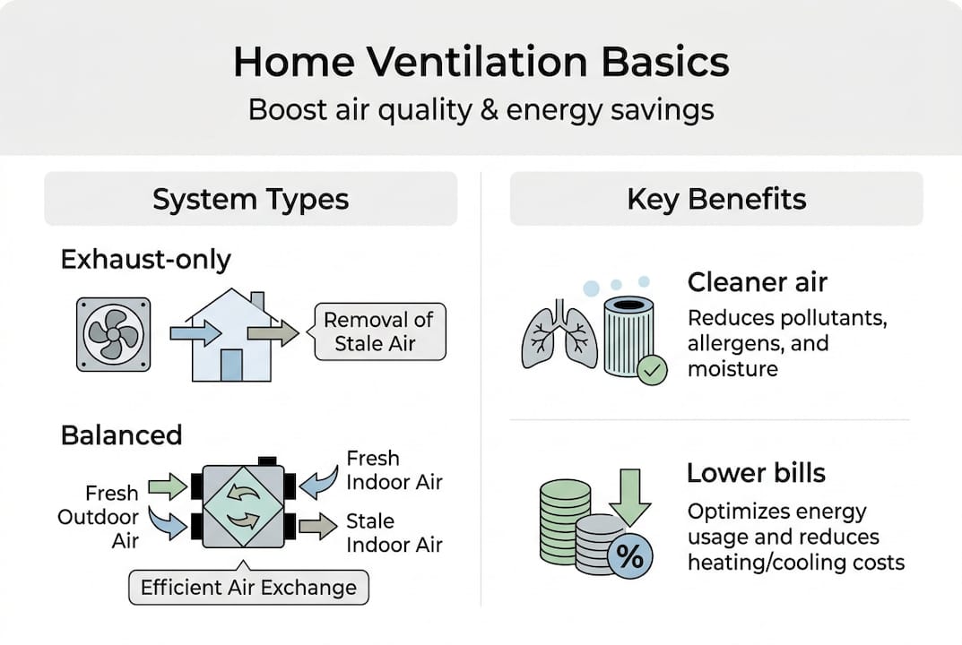Infographic showing home ventilation types and benefits