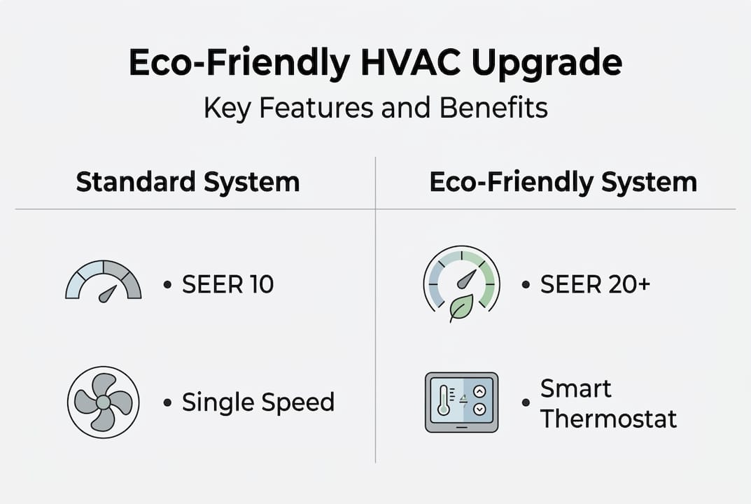Infographic comparing eco-friendly and standard HVAC