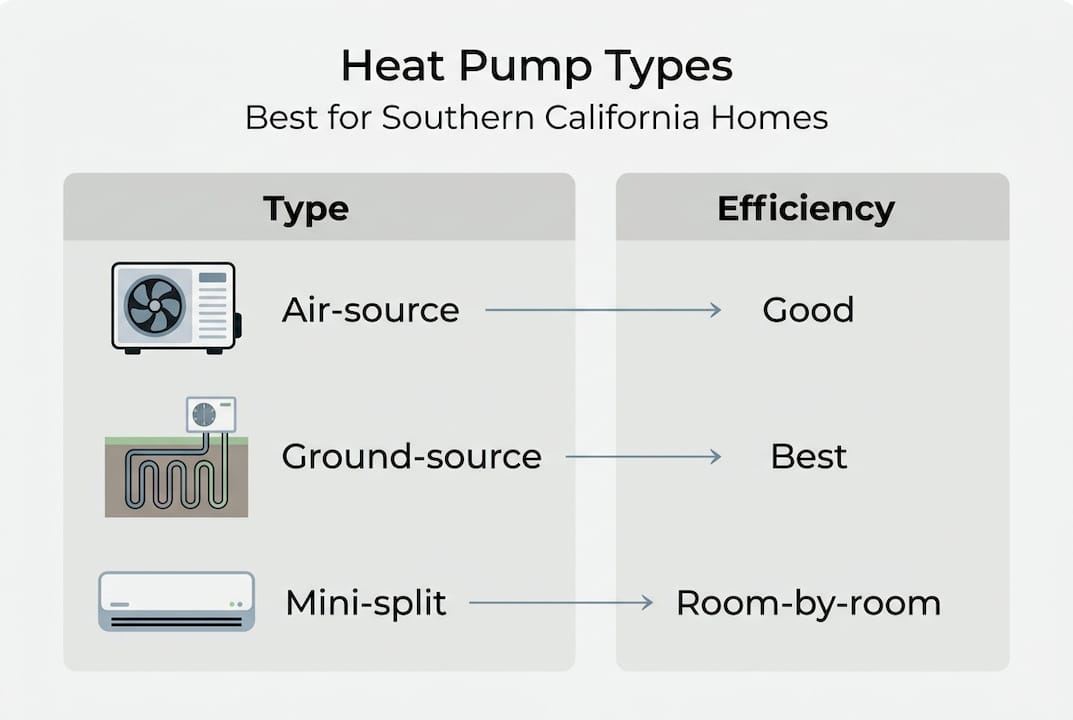 Infographic comparing types of heat pumps