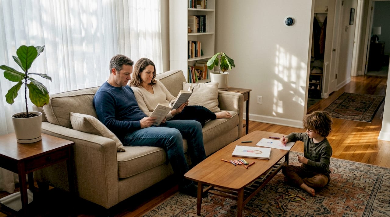 Family enjoying comfort from well-kept HVAC