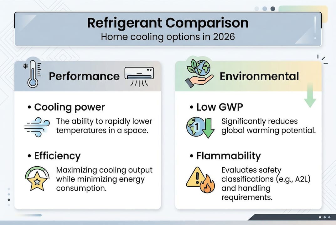 Infographic comparing home refrigerant options