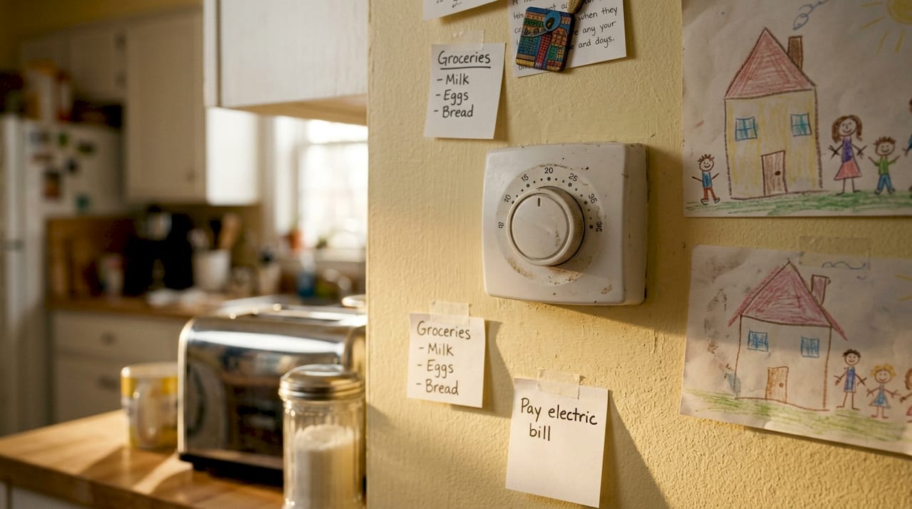 Manual thermostat with daily kitchen notes