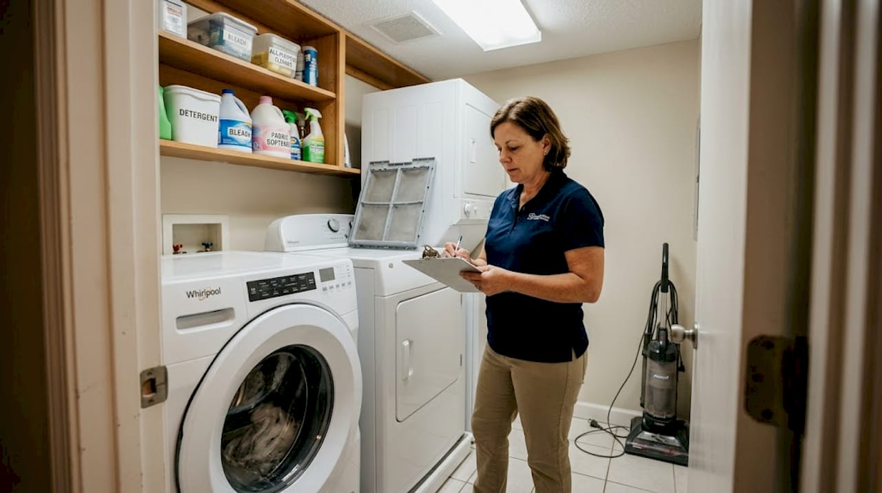 Manager reviews appliance maintenance checklist