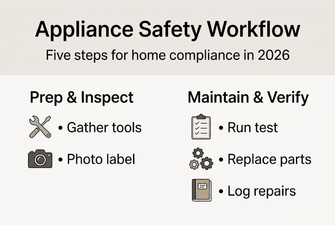 Infographic on appliance safety workflow steps