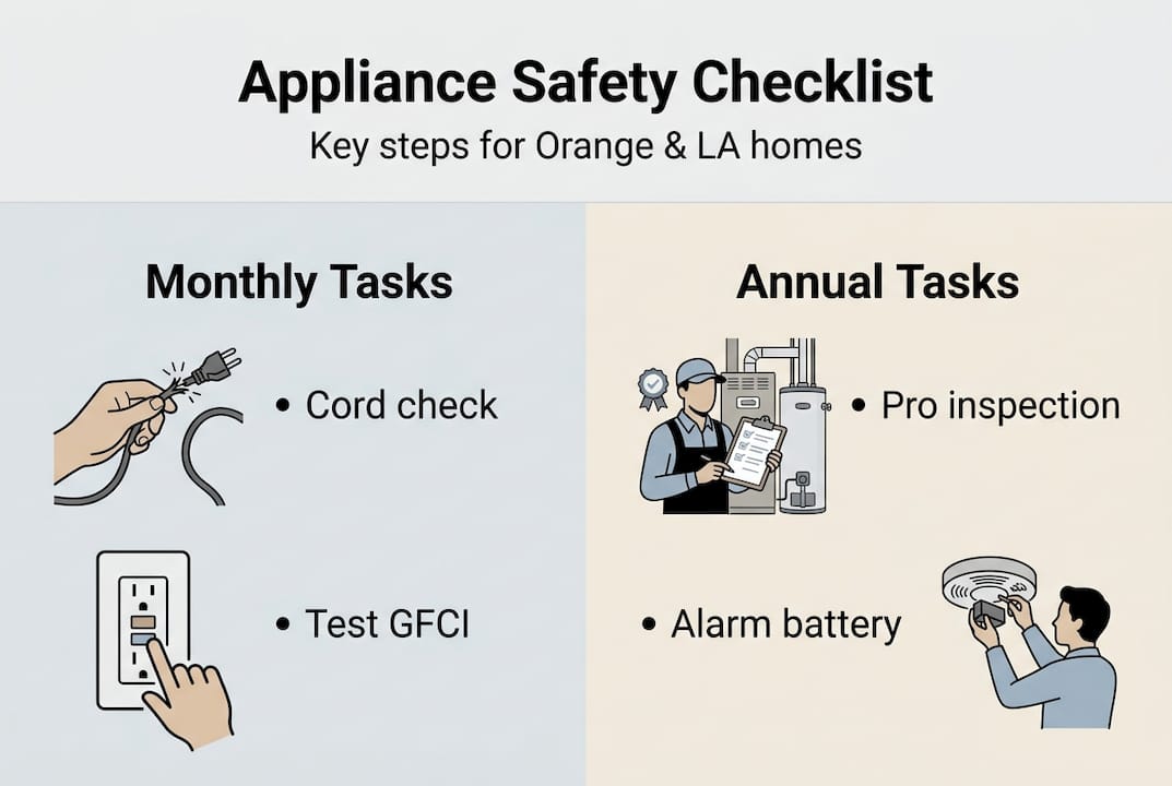 Infographic outlining appliance safety steps
