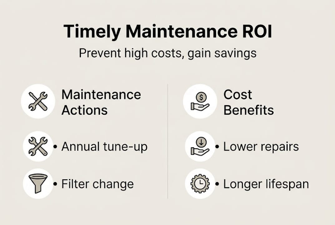 Infographic showing maintenance actions and cost benefits