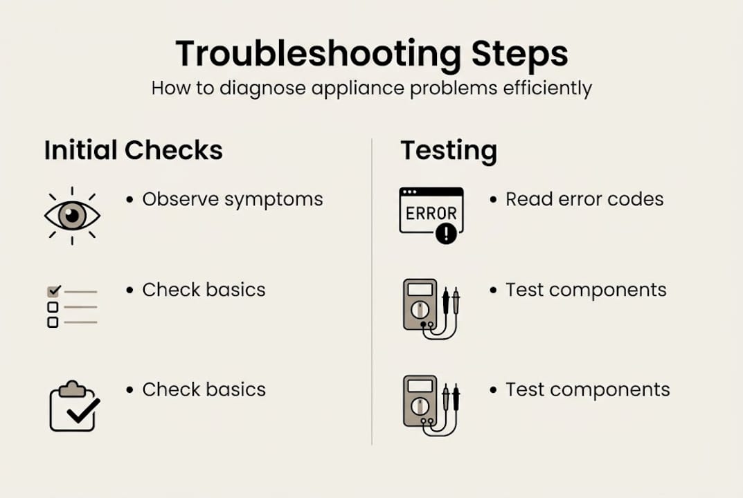 Infographic outlining troubleshooting steps