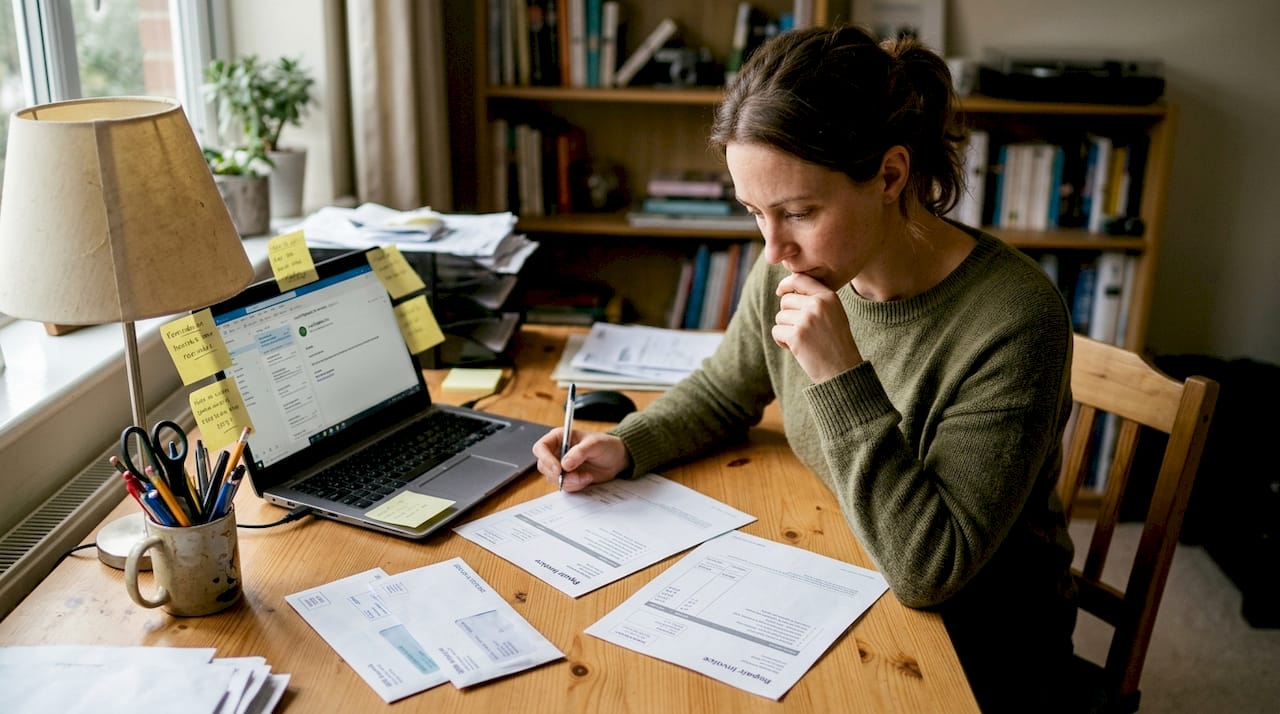 Homeowner comparing repair service invoices