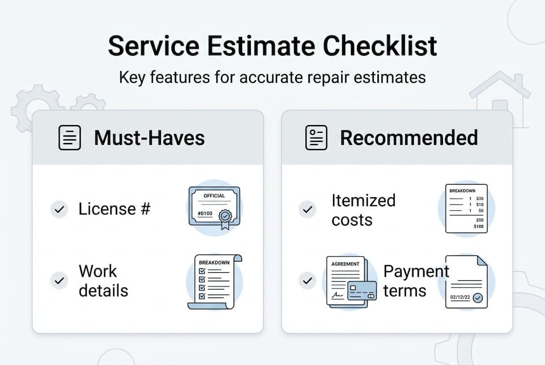 Infographic comparing key service estimate features