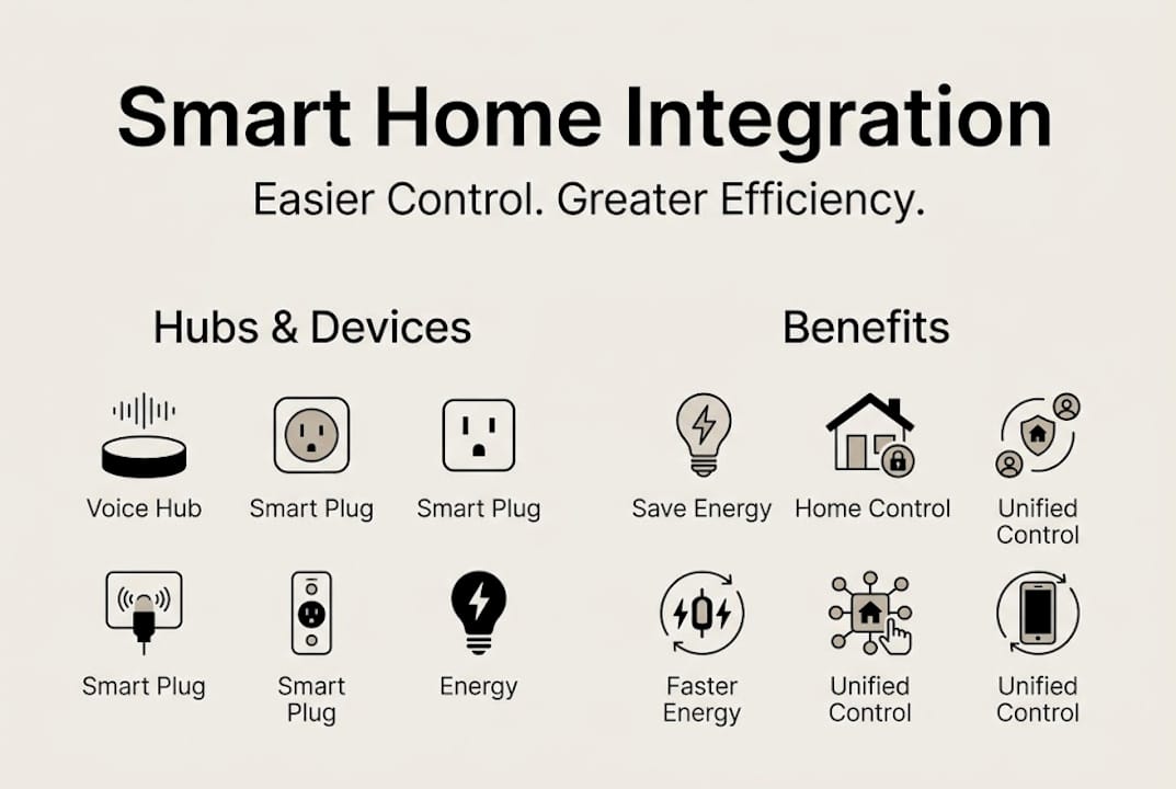 Infographic showing smart home integration benefits
