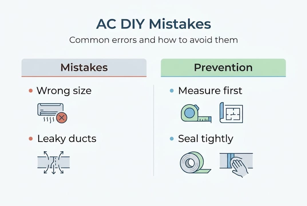 Infographic showing AC DIY mistakes and prevention tips