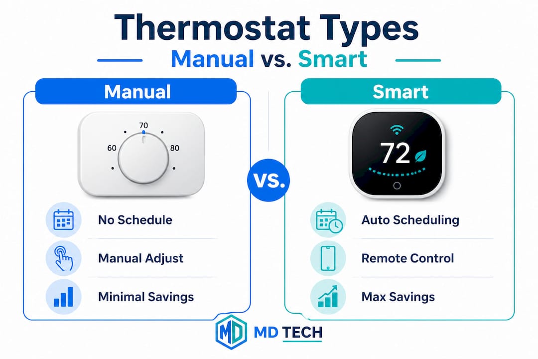 Infographic comparing manual and smart thermostats
