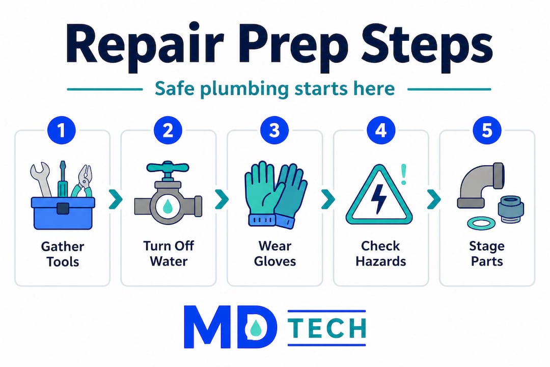 Infographic with five plumbing prep steps