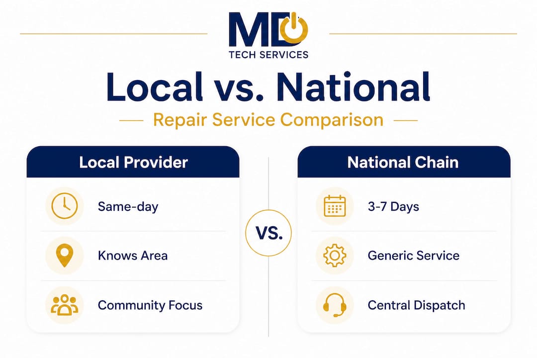 Infographic comparing local and national repair services