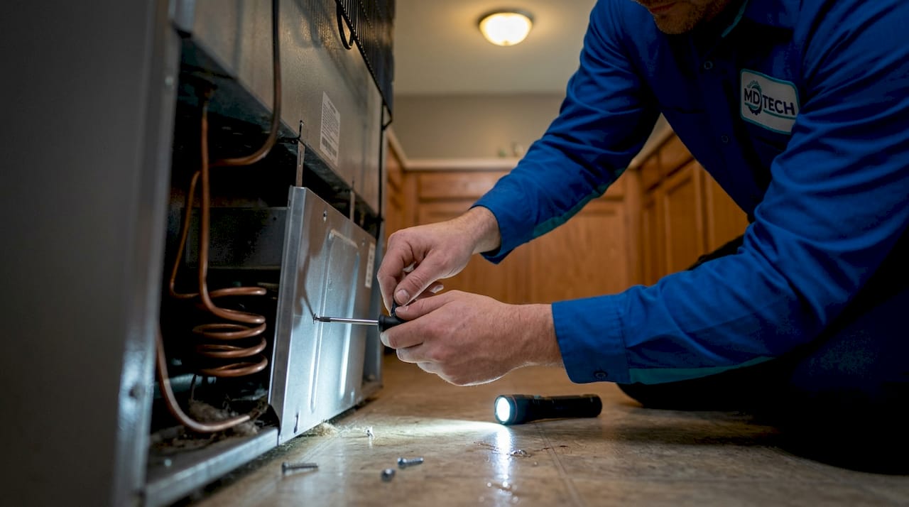 Hands access refrigerator ice maker valve for repair