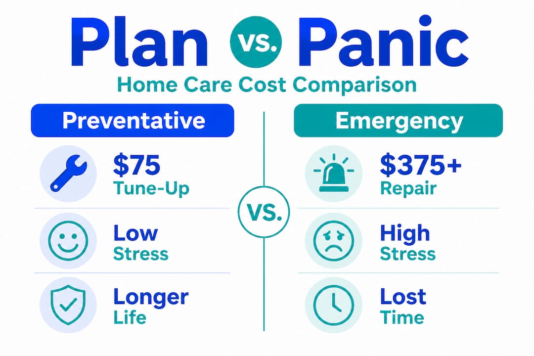 Infographic comparing planned and emergency home care