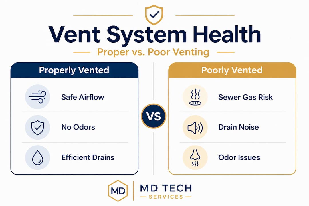 Infographic comparing proper versus poor venting