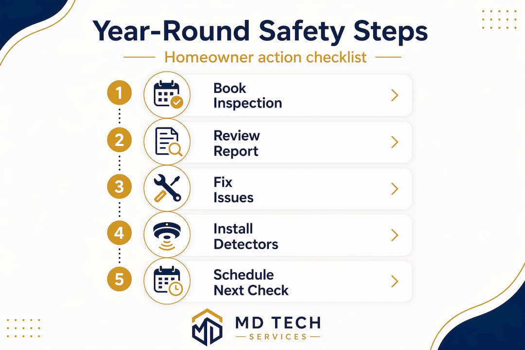 Infographic showing annual safety check steps