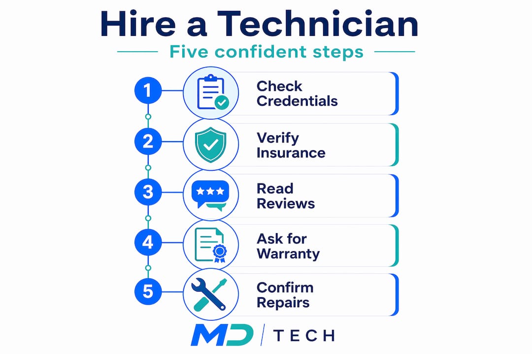 Infographic five steps to hire a technician