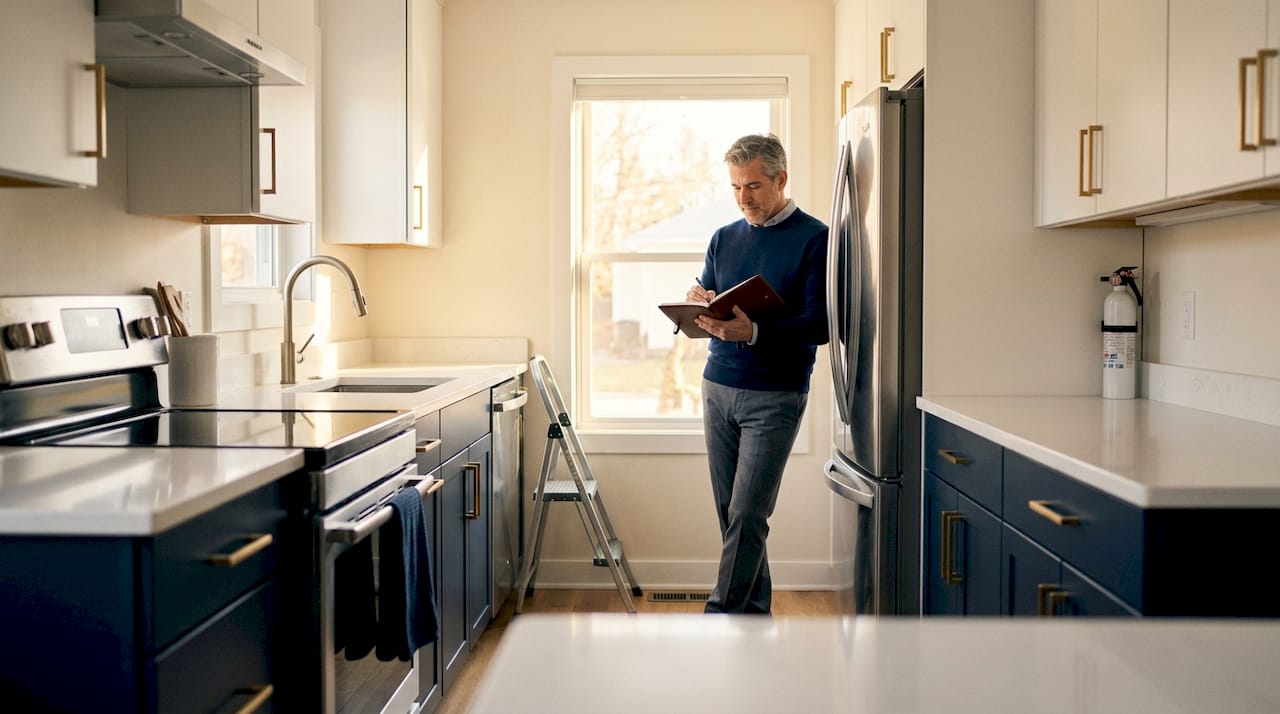 Homeowner reviews safe kitchen layout
