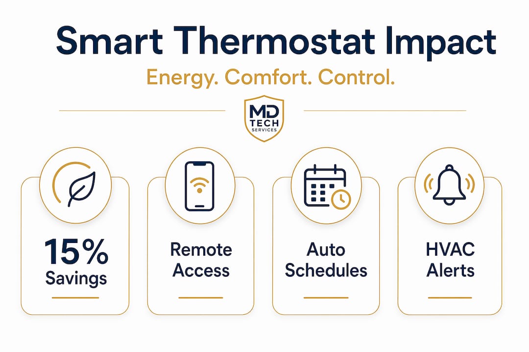 Infographic highlighting smart thermostat benefits and stats
