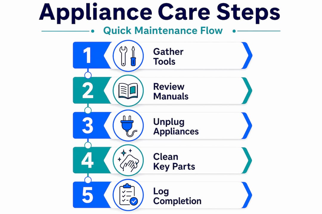 Infographic showing appliance maintenance process steps