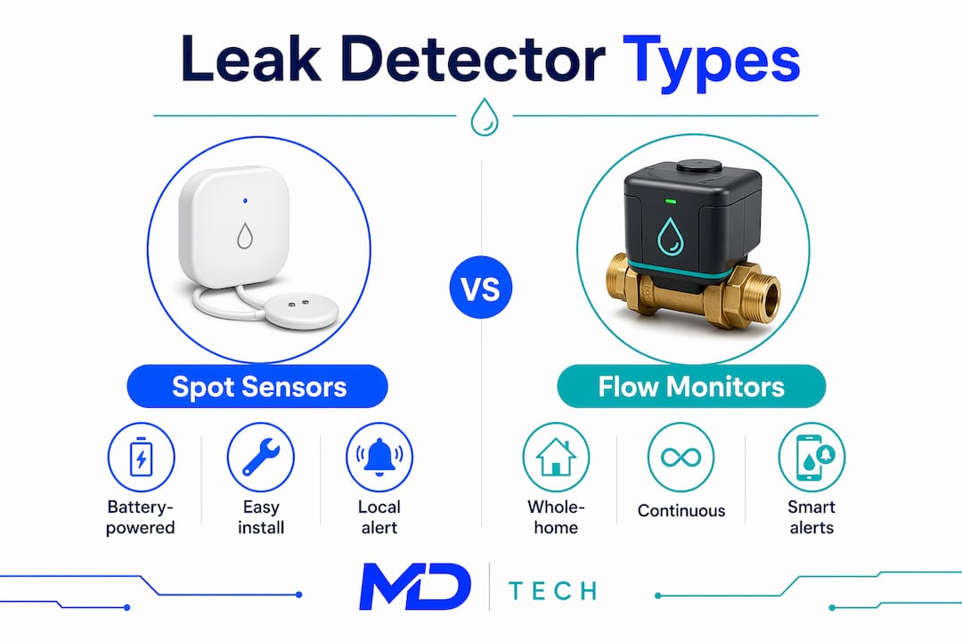 Infographic comparing types of leak detectors