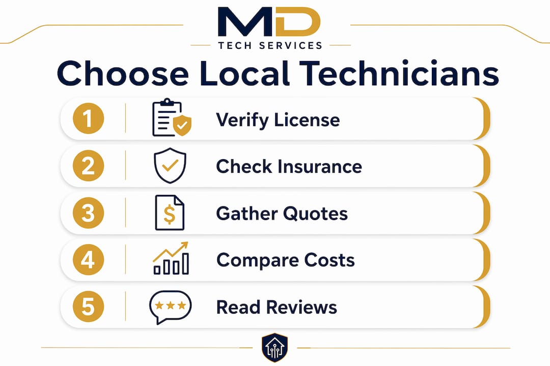 Infographic outlining steps to choose local technicians