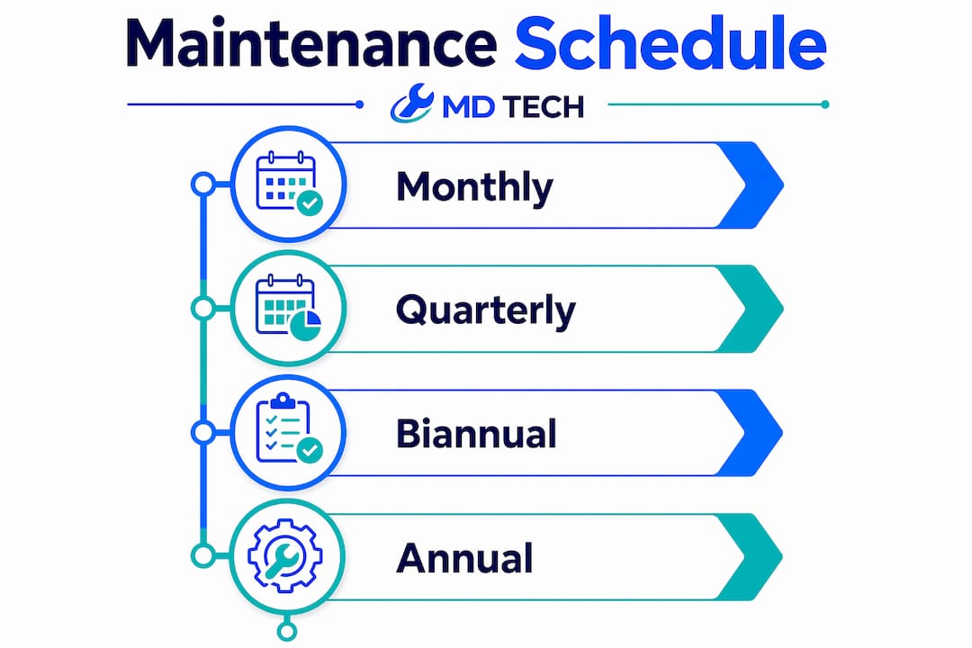 Infographic showing appliance maintenance schedule