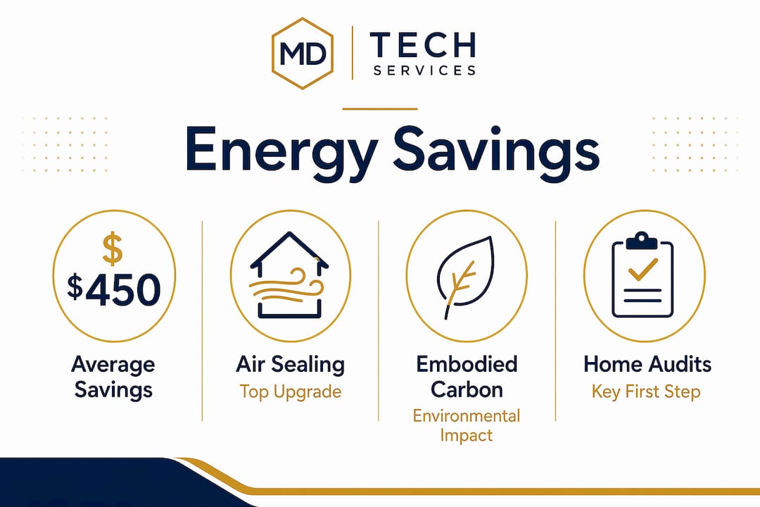 Infographic showing key energy efficiency upgrade statistics