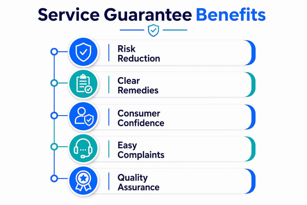 Infographic showing the main benefits of service guarantees