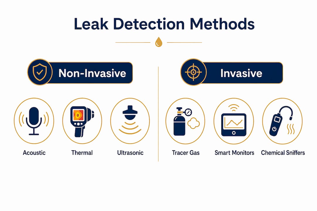 Infographic comparing leak detection methods