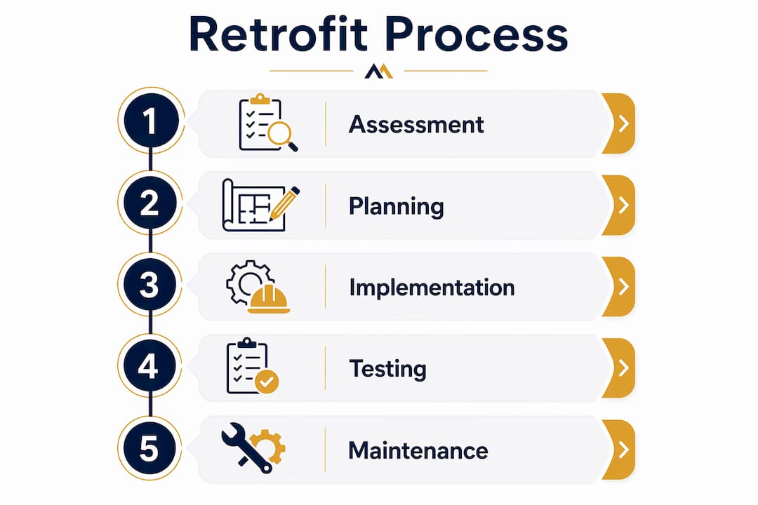 Infographic illustrating retrofit steps