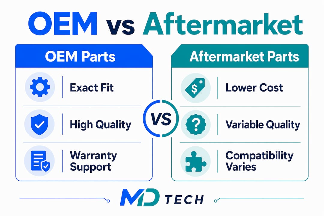 Infographic comparing OEM and aftermarket parts