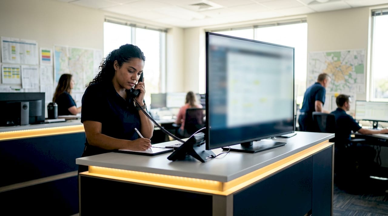 Dispatcher coordinating emergency calls