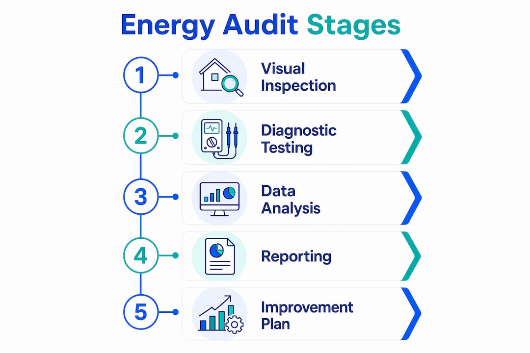Infographic showing energy audit stages