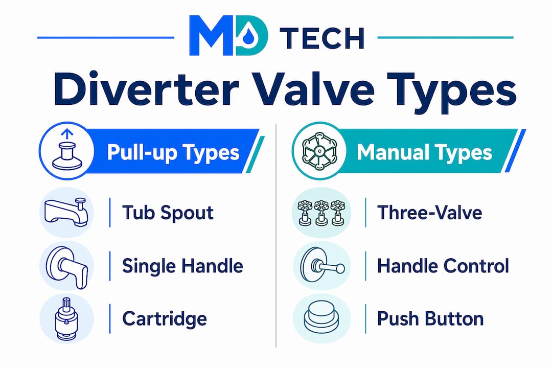Infographic comparing diverter valve types