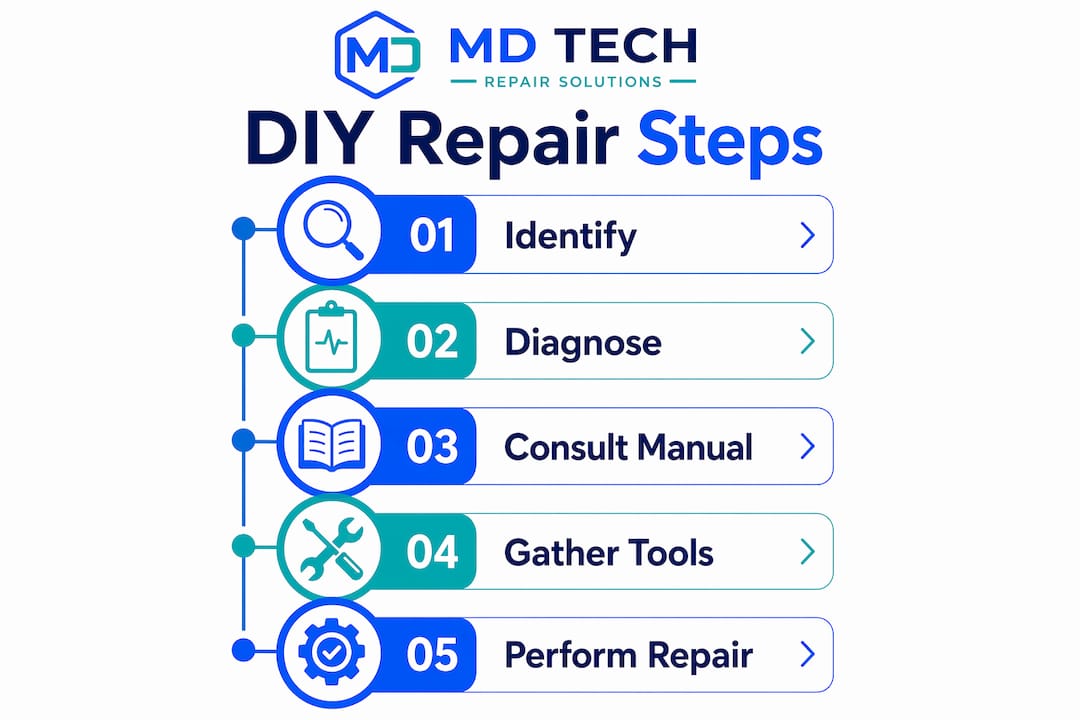 Infographic showing key DIY repair steps