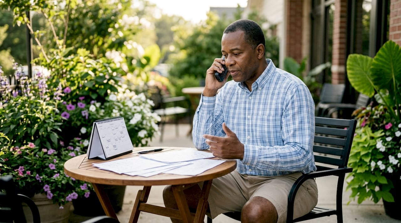 Man communicating with tenant on phone