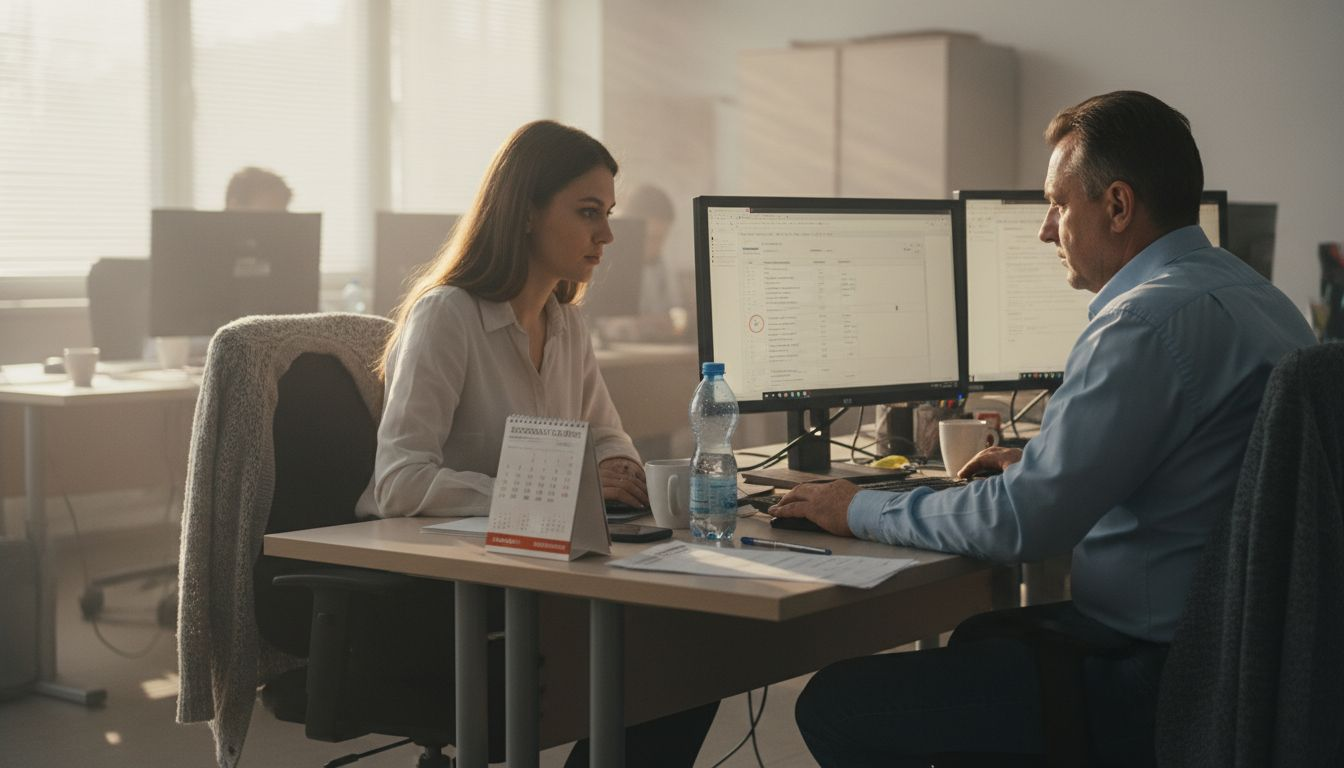 Сотрудники вместе работают над обновлением данных в CRM-системе прямо из общего офиса.