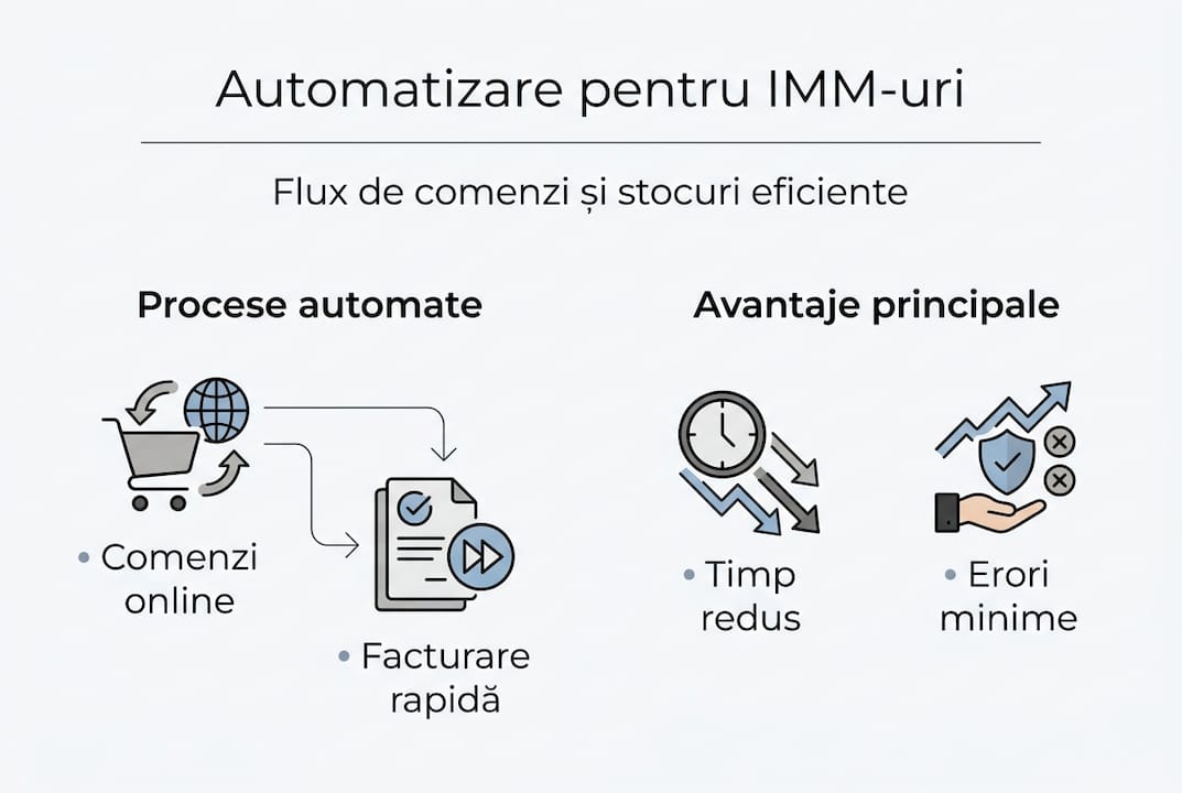 Infografic: Soluții inteligente pentru gestionarea automată a comenzilor și a stocurilor în afacerile mici și mijlocii
