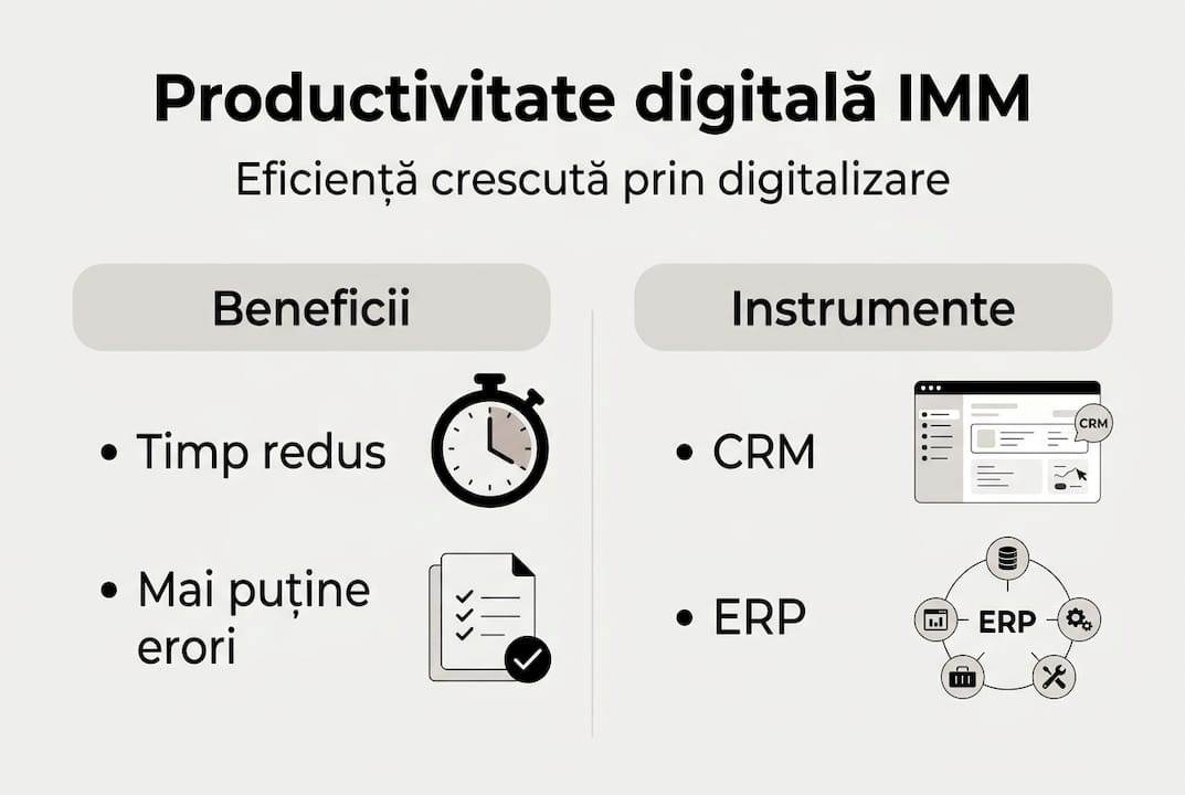 Infografic: Soluții digitale și instrumente utile pentru creșterea productivității în afacerile mici și mijlocii