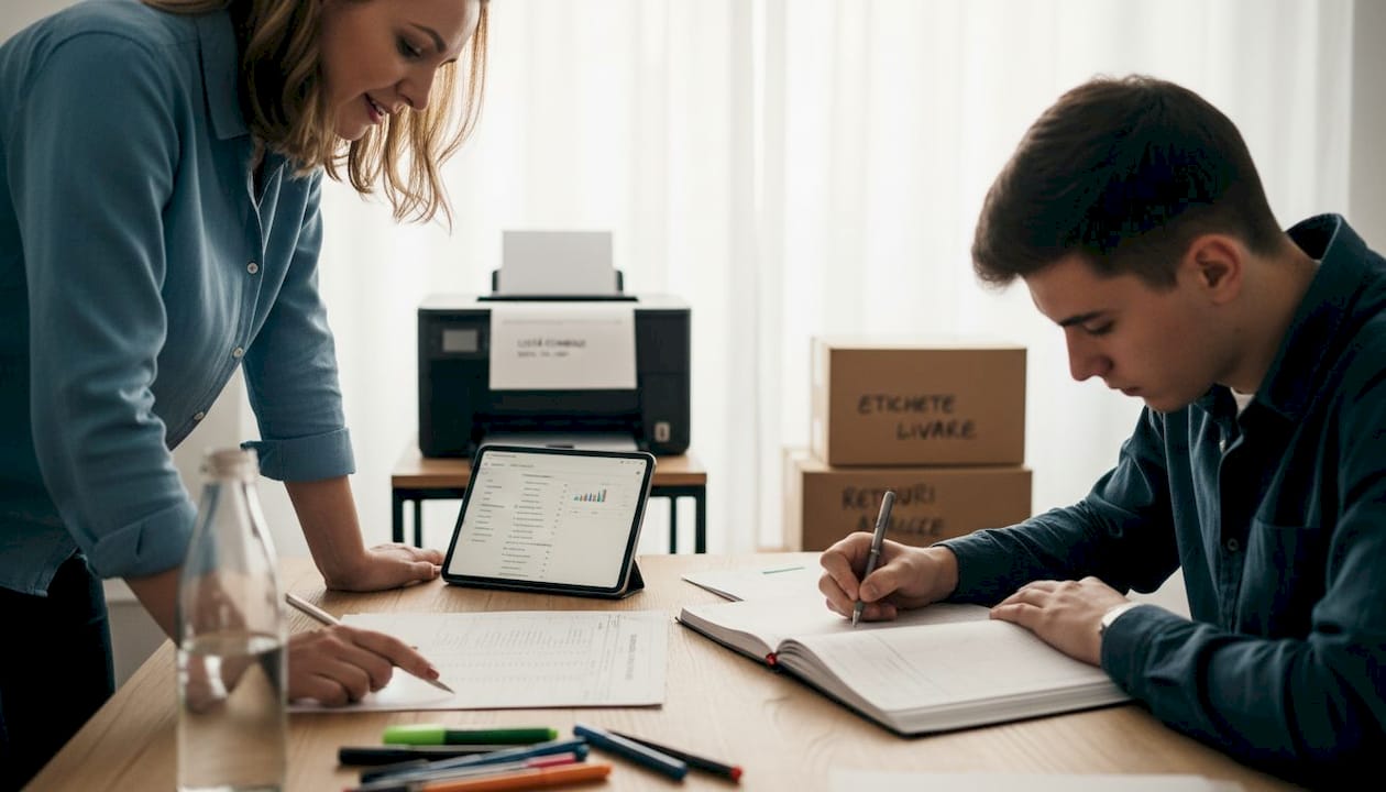 Managerul unei firme mici sau mijlocii verifică periodic lista comenzilor care se generează automat.