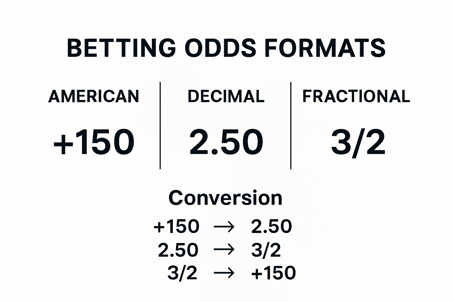 Betting odds formats comparison infographic