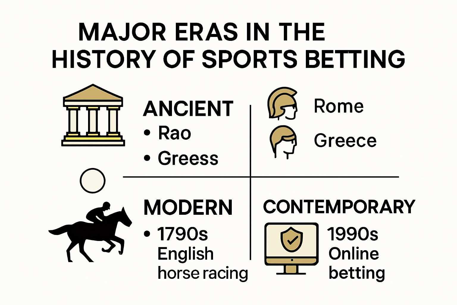 Timeline showing key eras in sports betting history