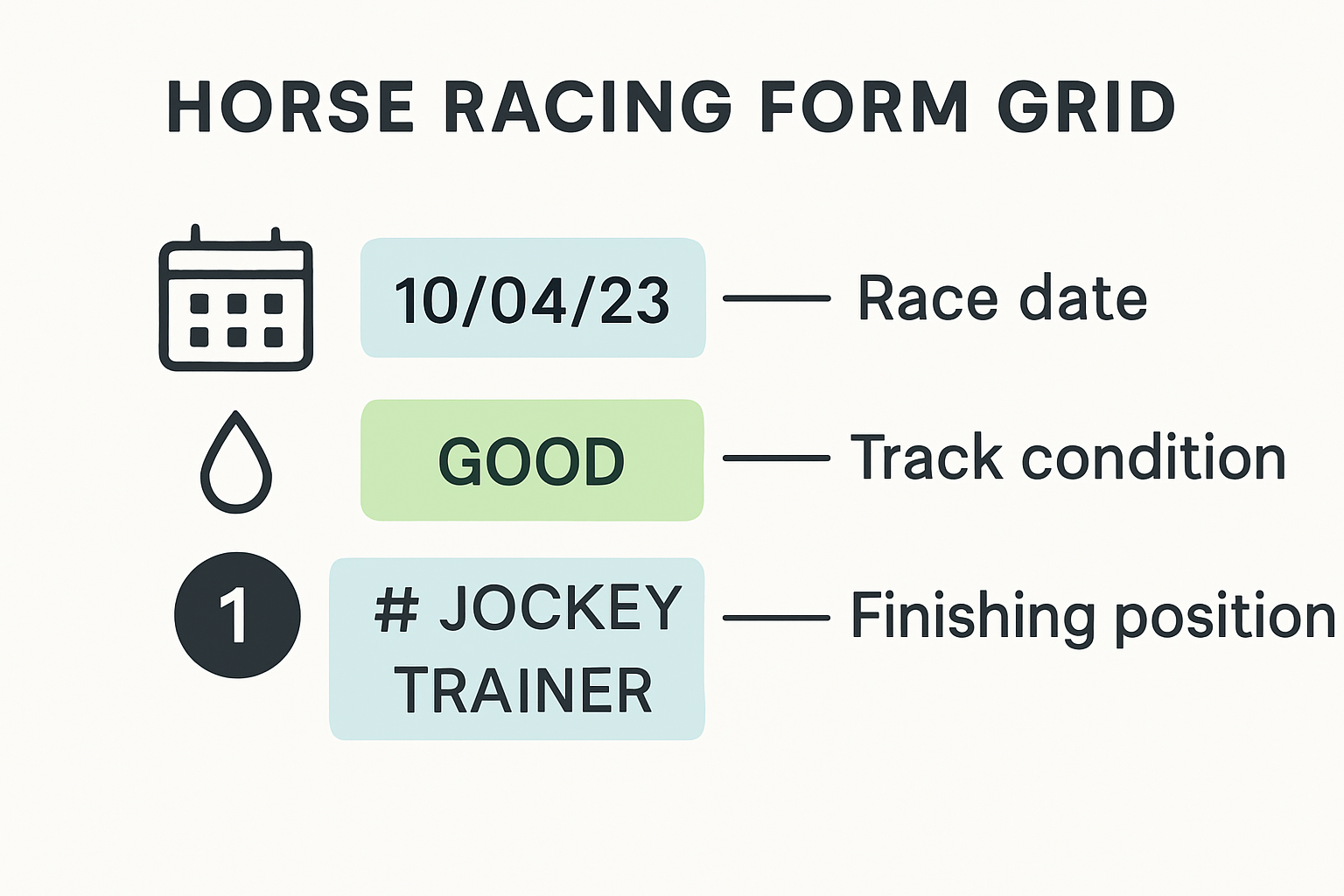 Infographic showing how to read a horse racing form grid