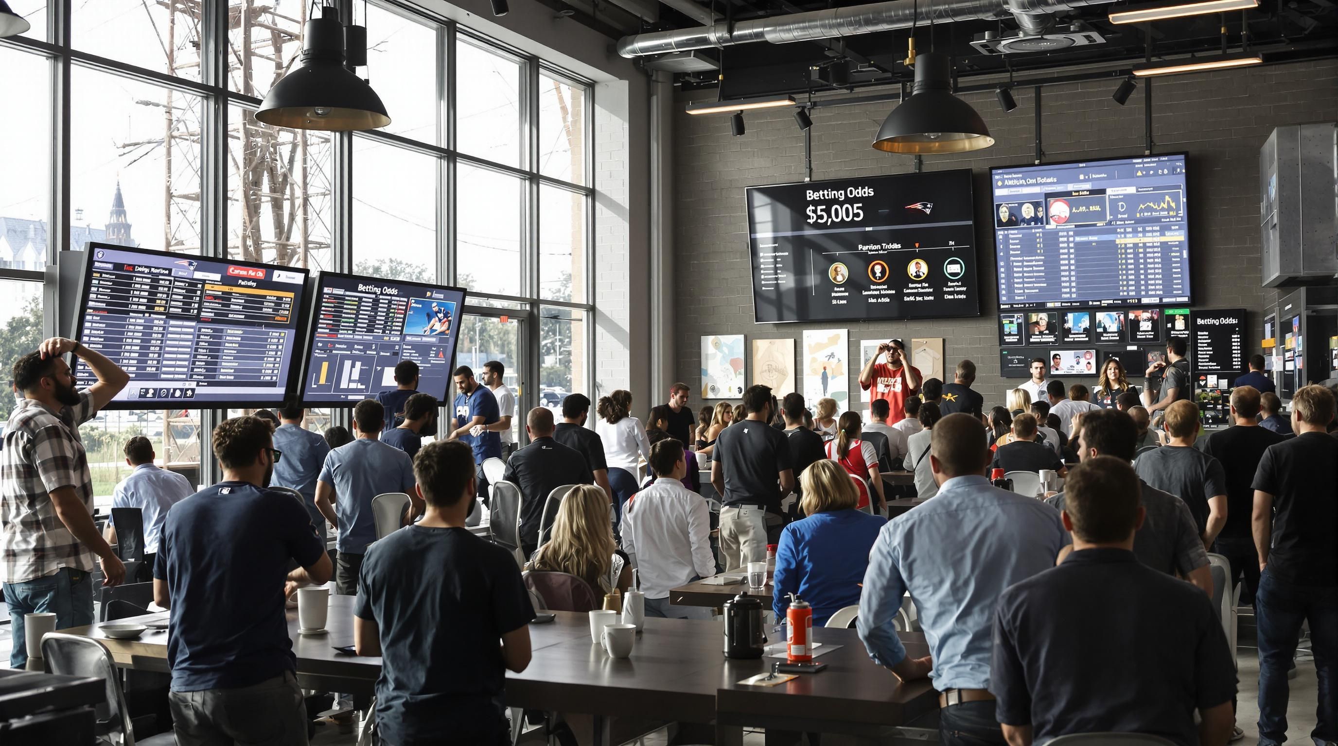Bettors analyze Patriots betting odds at digital lounge